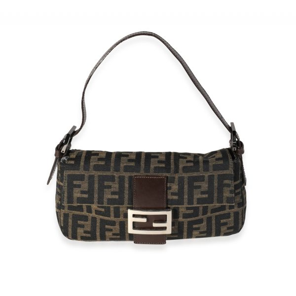 119777 fv Fendi Brown Zucca Canvas Baguette