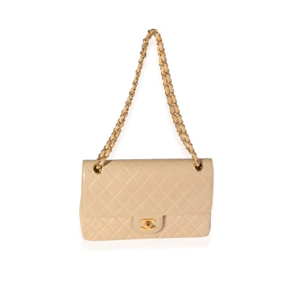 119804 bv Chanel Vintage Beige Quilted Lambskin Medium Classic Double Flap Bag