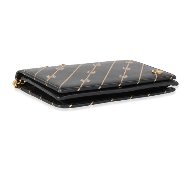 119831 clasp Gucci Black Gold Calfskin Diagonal GG Mini Chain Wallet