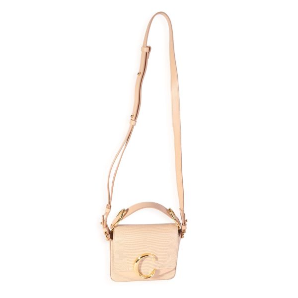 119962 bv 37674501 b3c8 4258 aedc 27a350382137 Chloe Peach Lizard Embossed Leather Mini C Bag