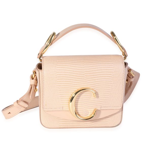 119962 fv a07c3059 17e0 4300 bbc9 a1e5b1c4f678 Chloe Peach Lizard Embossed Leather Mini C Bag