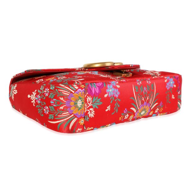 119964 clasp Gucci Red Floral Silk Matelass√© Medium Marmont Bag