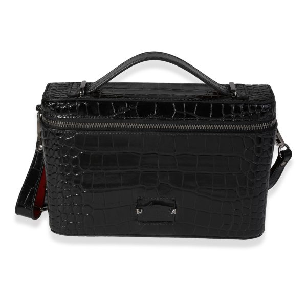 119974 fv Christian Louboutin Black Embossed Calfskin Loubicity Kypipouch