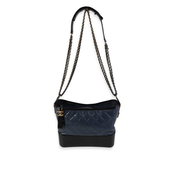 119986 bv 0a2ff019 bb17 4859 962a a4b1f9333996 Chanel Navy Black Aged Calfskin Quilted Medium Gabrielle Hobo