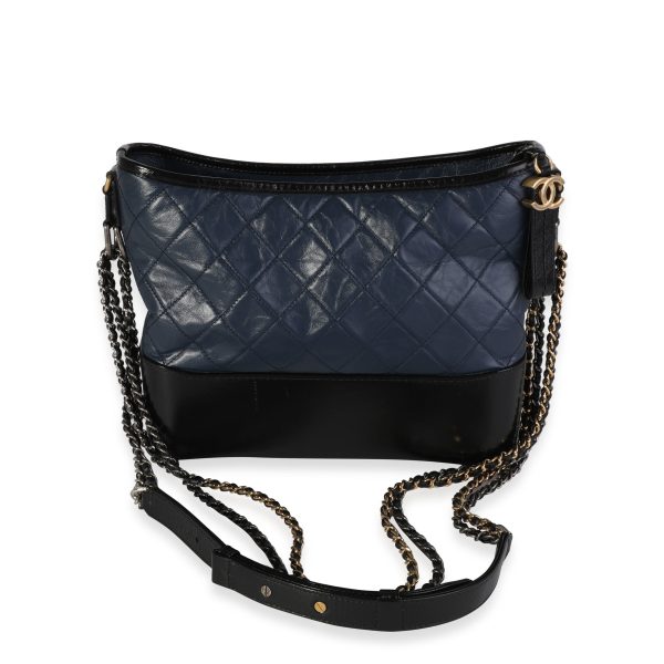 119986 pv c89771cc 0ad7 4e52 ac04 8427f47065bb Chanel Navy Black Aged Calfskin Quilted Medium Gabrielle Hobo