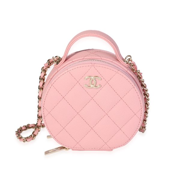 119987 fv 1ff87208 e823 452a aac1 8e78bbbe9f48 Chanel Pink Quilted Caviar Handle With Care Vanity Crossbody