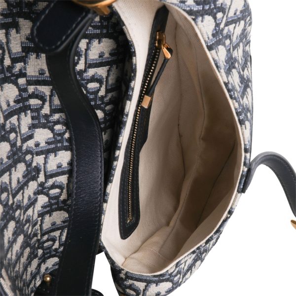 120007 av b76b42d2 685a 413a 8ad5 a081d2c575cc Dior Blue Oblique Jacquard Saddle Bag with Bandoulière Strap