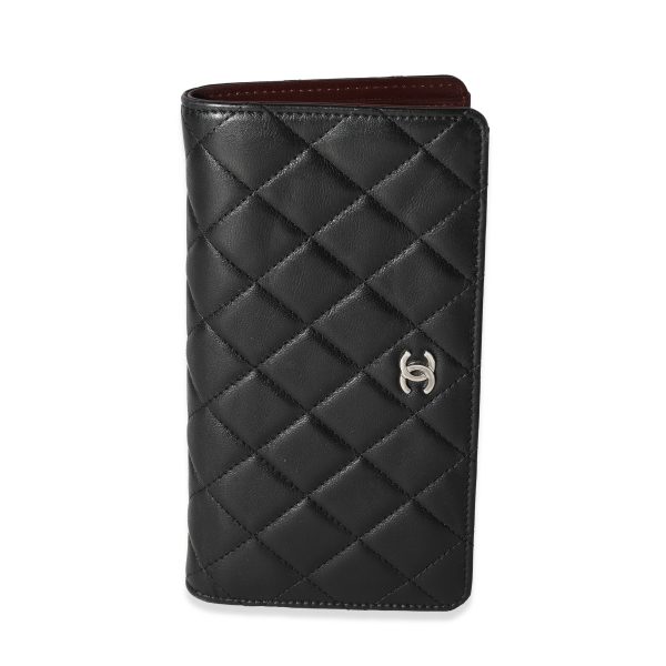 120013 fv Chanel Black Quilted Lambskin Yen Wallet