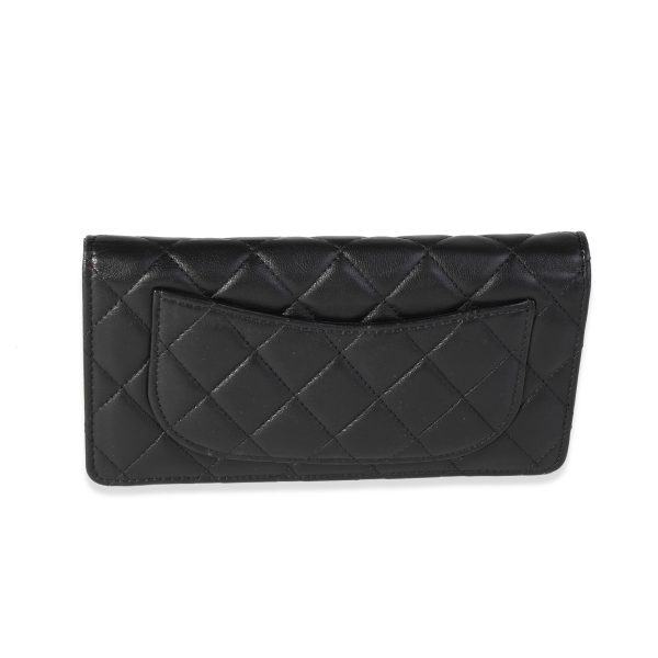 120013 pv Chanel Black Quilted Lambskin Yen Wallet