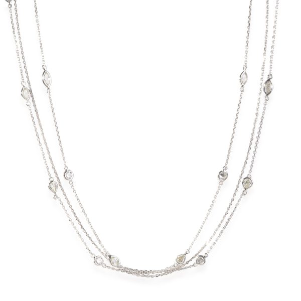 120057 fv 3 Chain 16 Station Mixed Fancy Cut Diamond Necklace in 18k White Gold 15 CTW