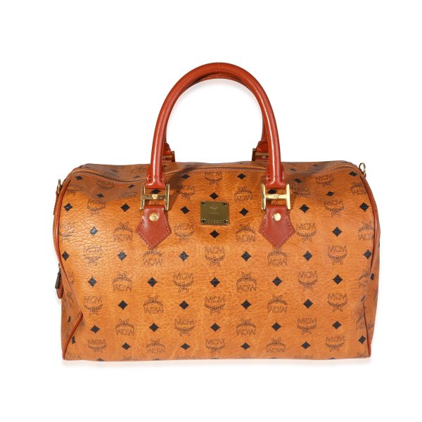 120100 fv MCM Vintage Cognac Visetos Duffle Bag