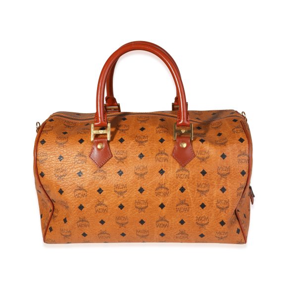 120100 pv MCM Vintage Cognac Visetos Duffle Bag