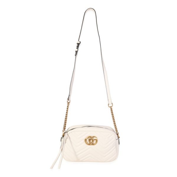 120104 ad1 Gucci White Matelass√© Leather GG Marmont Small Shoulder Bag