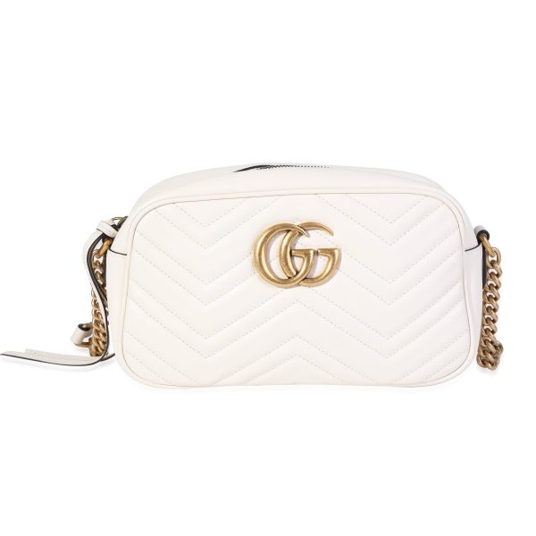 120104 fv Gucci White Matelass√© Leather GG Marmont Small Shoulder Bag