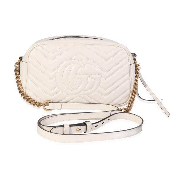 120104 stamp Gucci White Matelass√© Leather GG Marmont Small Shoulder Bag