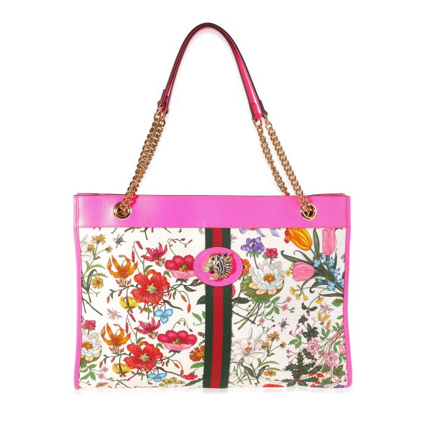 120111 fv Gucci Multicolor Flora Canvas Hot Pink Leather Rajah Tote