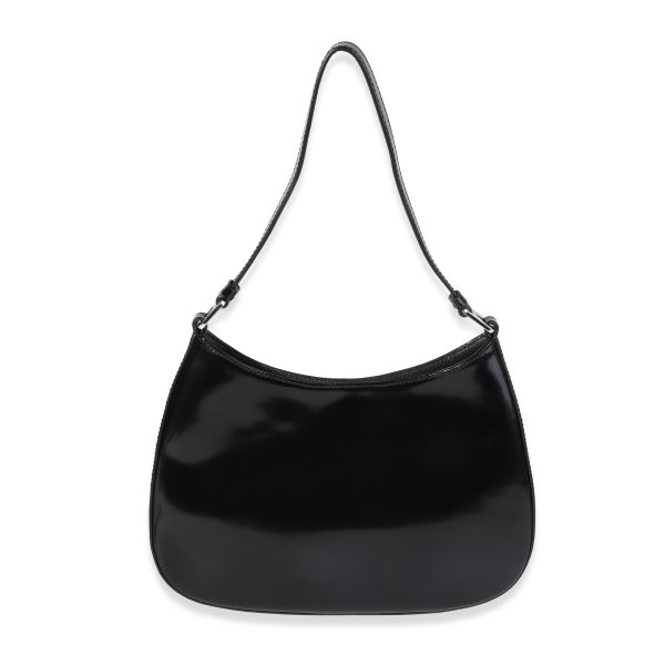 120124 pv Prada Black Brushed Leather Cleo Bag