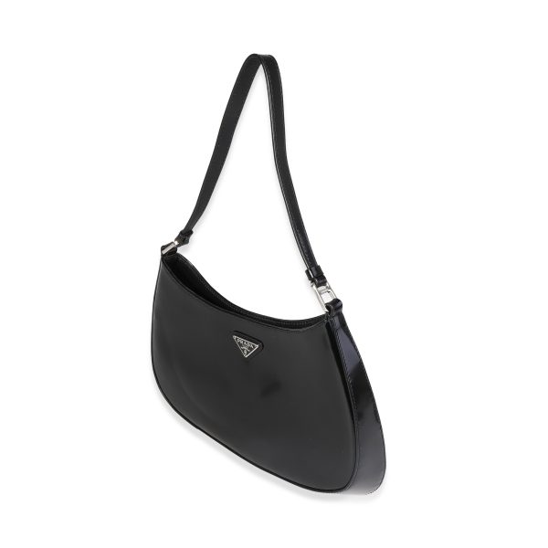 120124 sv Prada Black Brushed Leather Cleo Bag