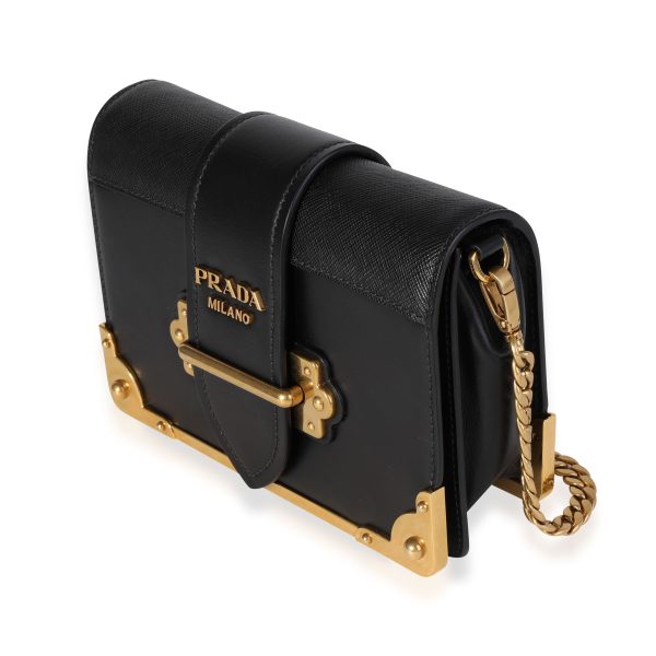 120125 sv Prada Black City Calf Saffiano Leather Cahier Bag