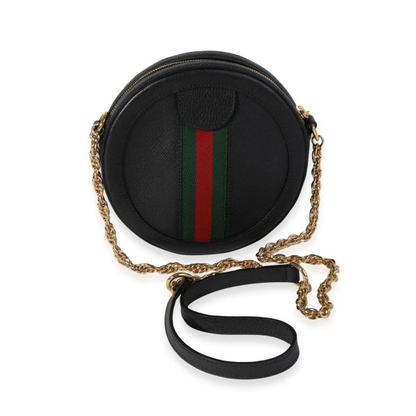 120131 pv Gucci Black Leather Web Round Ophidia Mini Bag