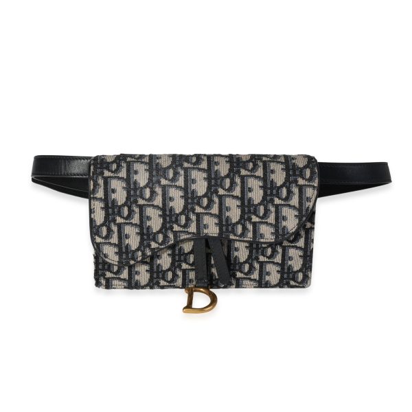 120132 fv Dior Blue Oblique Jacquard Saddle Belt Pouch