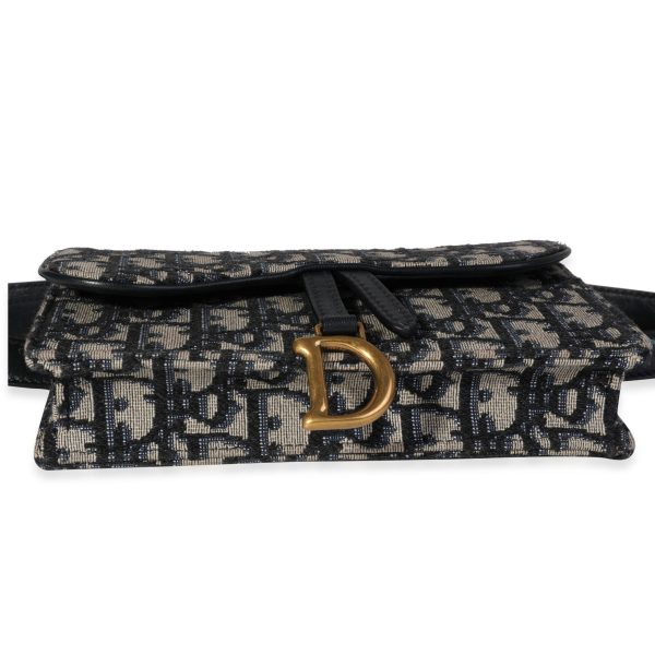 120132 stamp Dior Blue Oblique Jacquard Saddle Belt Pouch