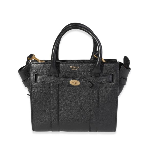 120139 fv a92abc63 bc9f 4608 b512 982a8407851c Mulberry Black Classic Grain Mini Zipped Bayswater Tote