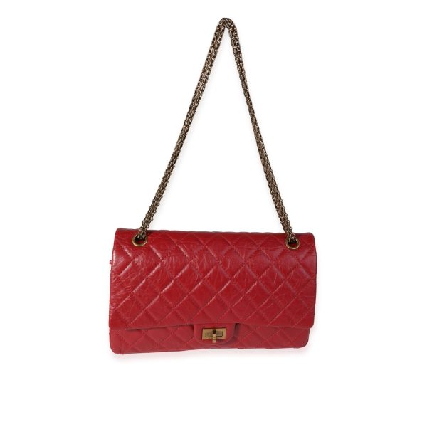 120140 bv Chanel Red Quilted Aged Calfskin Reissue 255 226 Double Flap Bag