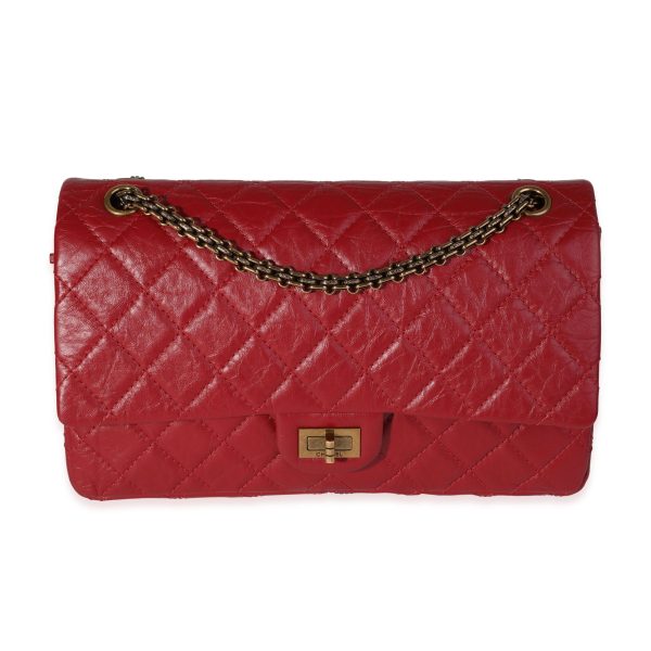 120140 fv Chanel Red Quilted Aged Calfskin Reissue 255 226 Double Flap Bag