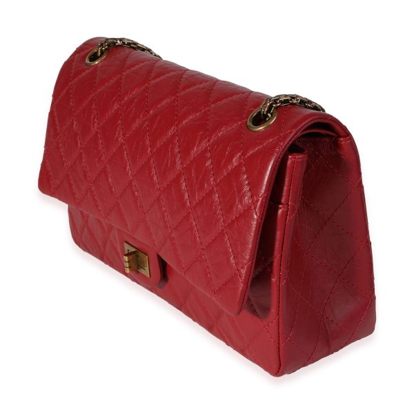 120140 sv Chanel Red Quilted Aged Calfskin Reissue 255 226 Double Flap Bag