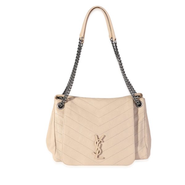 120141 bv Saint Laurent Beige Chevron Leather Monogram Nolita Bag