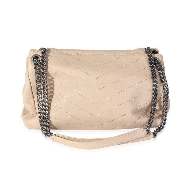 120141 pv Saint Laurent Beige Chevron Leather Monogram Nolita Bag