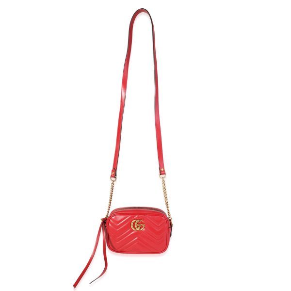 120143 bv 769c2d3c c83f 4277 ad9b 2f79c8a50f82 Gucci Red Matelass√© Leather Mini Marmont Shoulder Bag