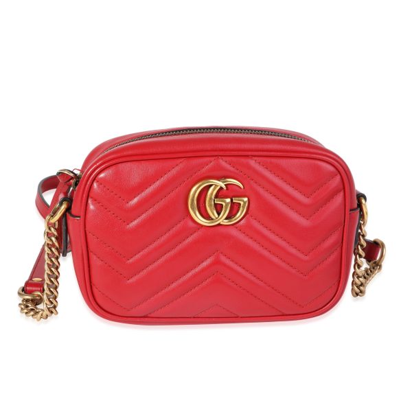 120143 fv cd7a2dbc 56f3 4813 a390 8d03ca66d853 Gucci Red Matelass√© Leather Mini Marmont Shoulder Bag