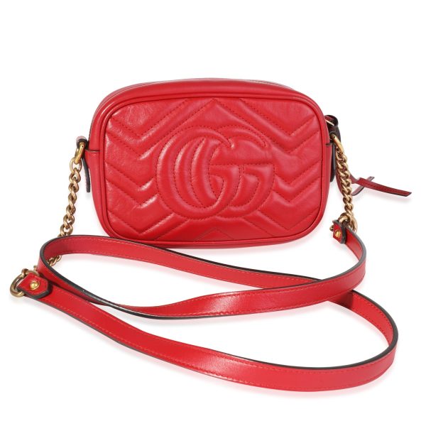 120143 pv b410f964 e38d 41cd 9e6b ab7d39c4115f Gucci Red Matelass√© Leather Mini Marmont Shoulder Bag