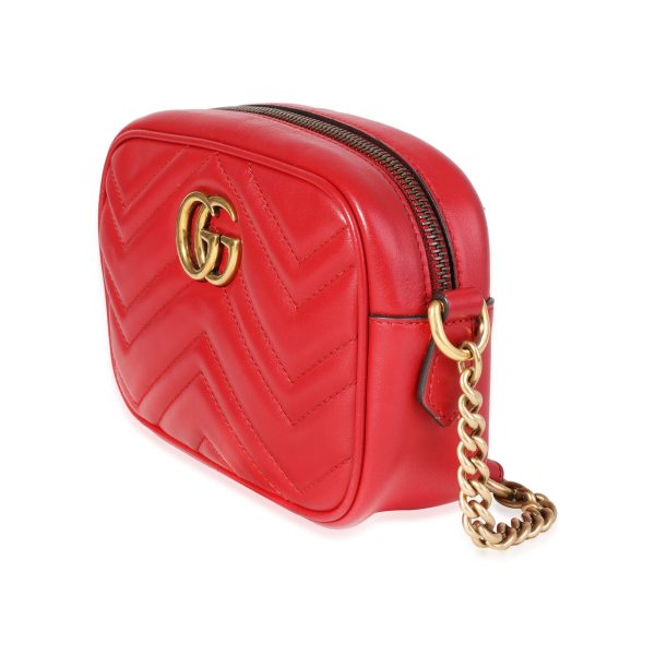 120143 sv d25a4c2a a2ee 406c bb3b 1948978c14ce Gucci Red Matelass√© Leather Mini Marmont Shoulder Bag