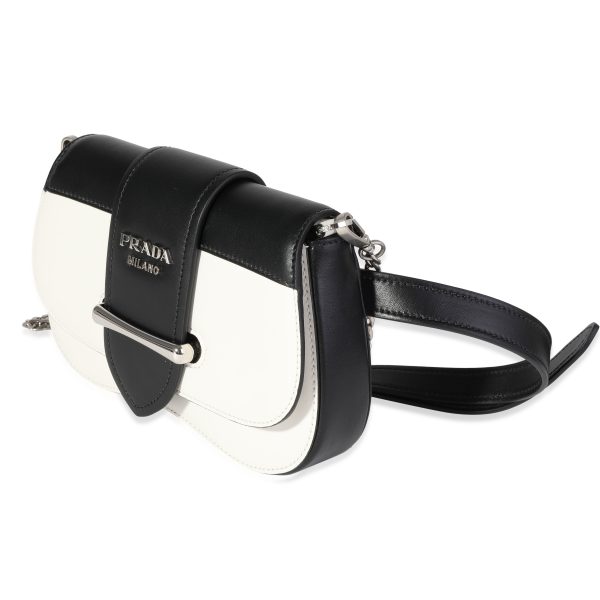 120147 sv 993333a2 77ea 47cc 8c87 008ad6d91f42 Prada Black White City Calf Leather Sidonie Belt Bag