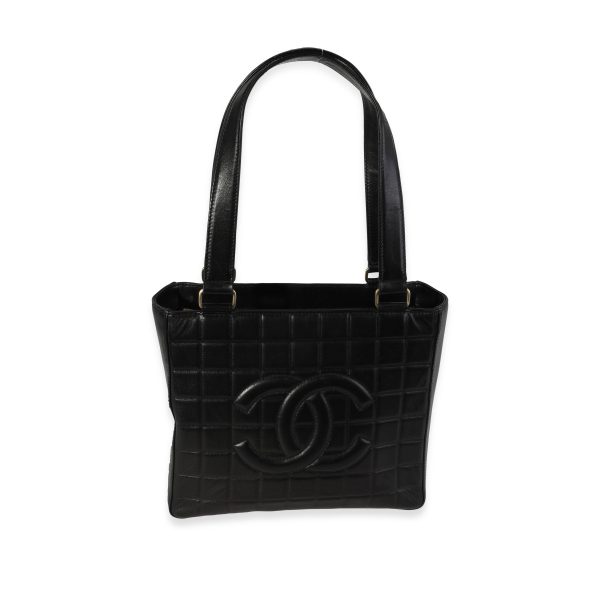 120157 fv fdcadc49 8a8a 4550 8c4f 342666dbd86f Chanel Vintage Black Lambskin Chocolate Bar CC Tote