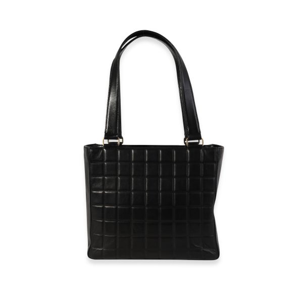 120157 pv 129a443c 2979 4f81 91fa dda5aea40c85 Chanel Vintage Black Lambskin Chocolate Bar CC Tote