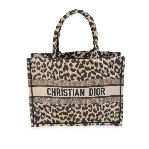 120211 fv Dior Black Beige Leopard Mizza Embroidery Medium Book Tote