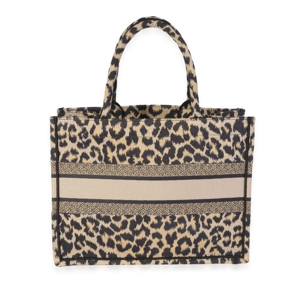 120211 pv Dior Black Beige Leopard Mizza Embroidery Medium Book Tote