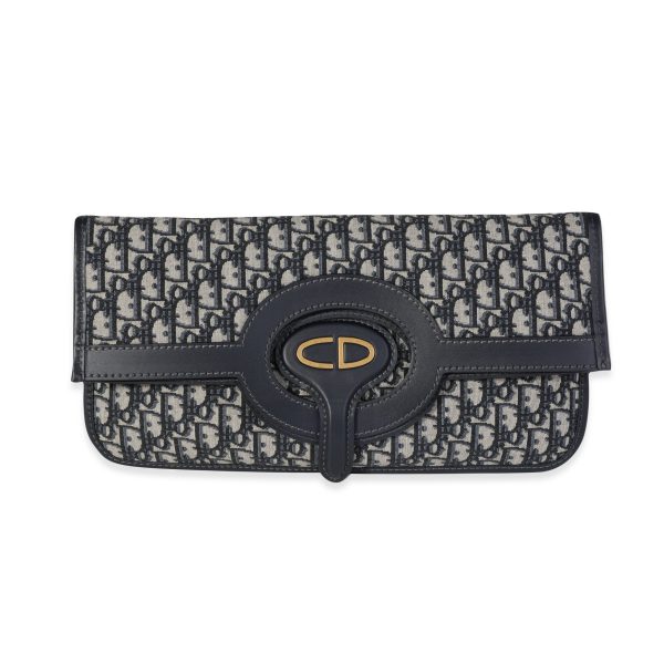 120217 fv Dior Blue Oblique Jacquard Fold Over Clutch