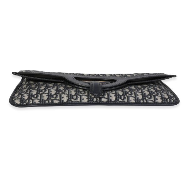 120217 stamp Dior Blue Oblique Jacquard Fold Over Clutch