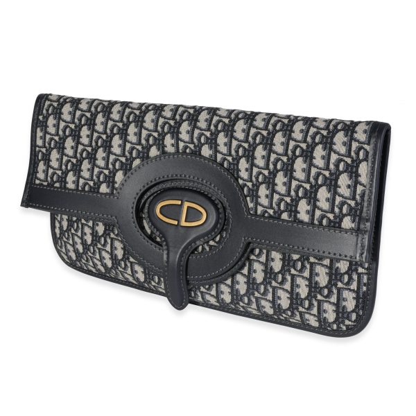 120217 sv Dior Blue Oblique Jacquard Fold Over Clutch