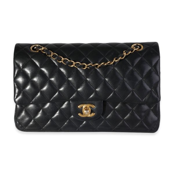 120221 fv 2394fc75 00d7 420a 918f 8995031571cb Chanel Black Quilted Lambskin Medium Classic Double Flap Bag