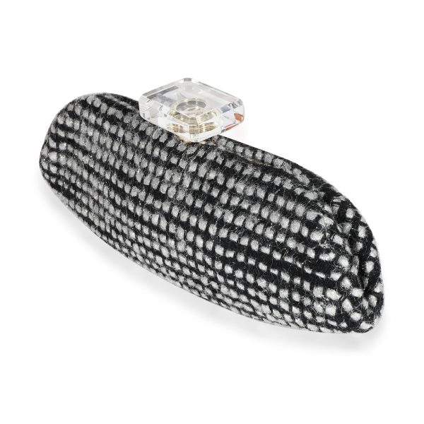 120250 sv Chanel Metallic Tweed Lucite Perfume Bottle Top Clutch