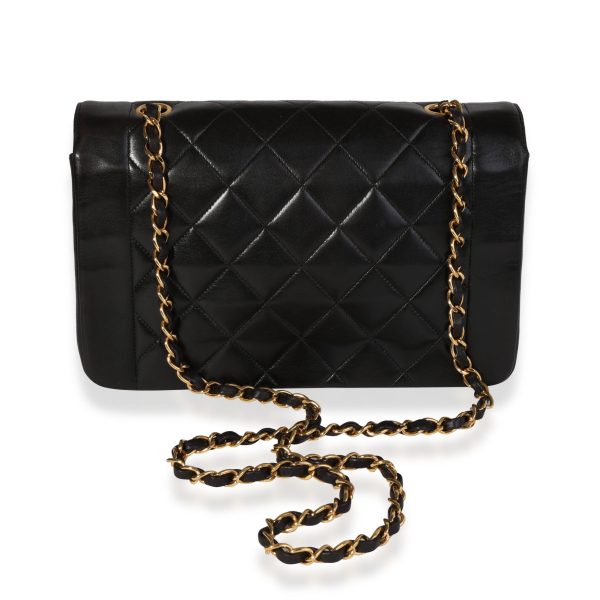 120332 pv Chanel Vintage Black Quilted Lambskin Diana Flap Bag