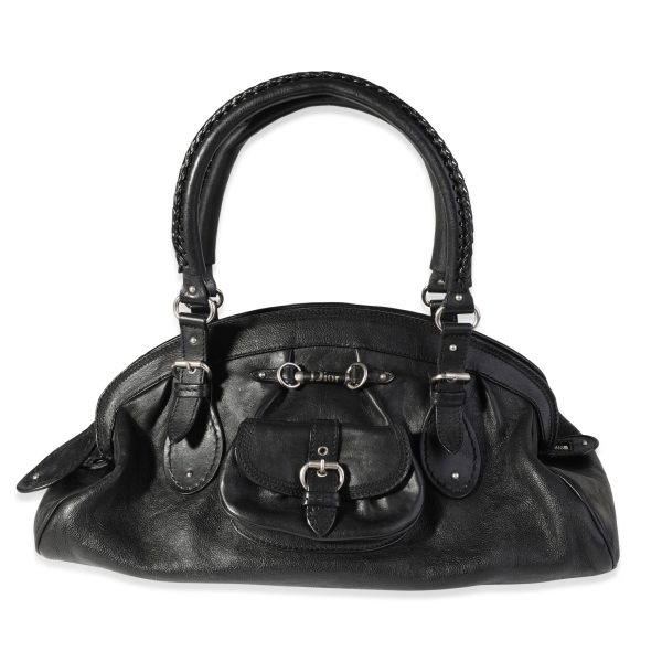 120335 fv b0f47772 37c8 4140 a017 222c6cebc926 Christian Dior Black Leather My Dior Frame Bowling Bag