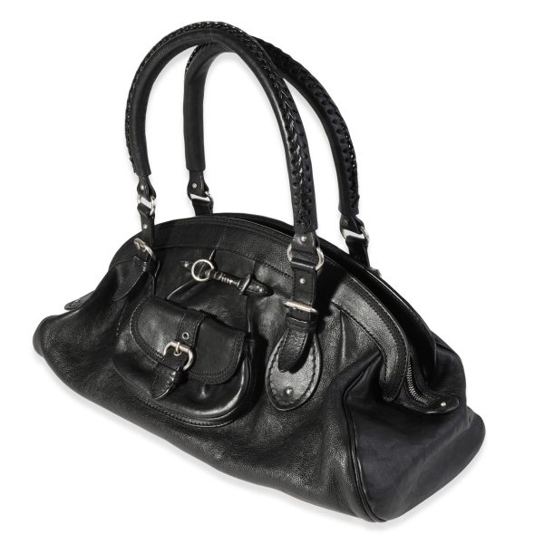 120335 sv ccc6390c 9aec 40df 993b 6bd79696fd1d Christian Dior Black Leather My Dior Frame Bowling Bag