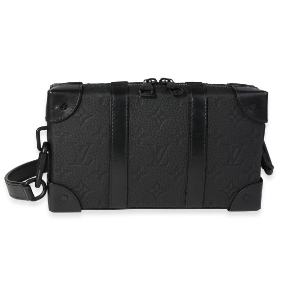 120336 fv Louis Vuitton Black Monogram Embossed Taurillon Leather Soft Trunk Wallet